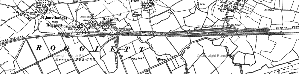Old map of Rogiet in 1900