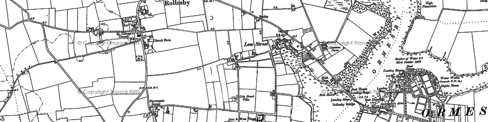 Old map of Rollesby in 1883