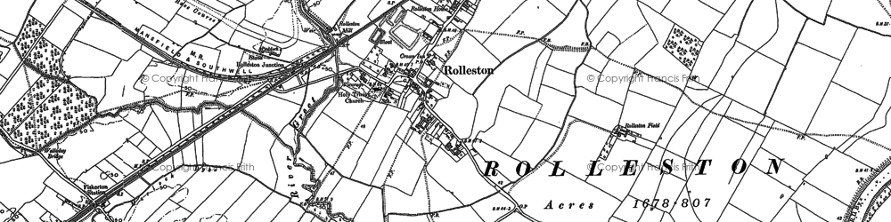 Old map of Rolleston in 1883