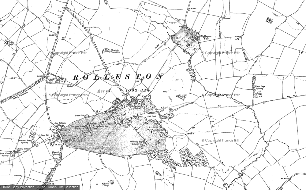Old Map of Rolleston, 1885 - 1902 in 1885
