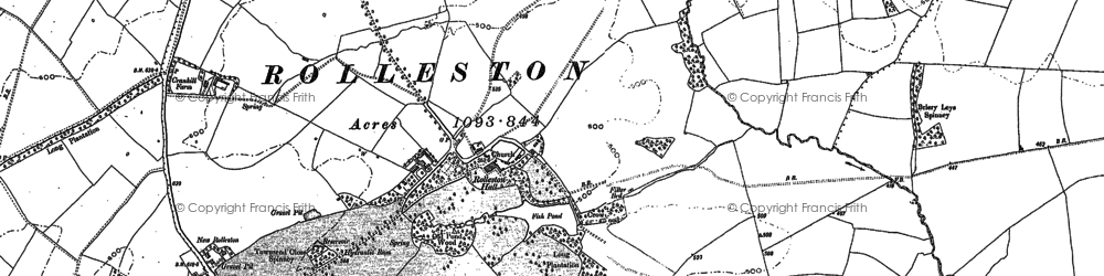 Old map of Rolleston in 1885