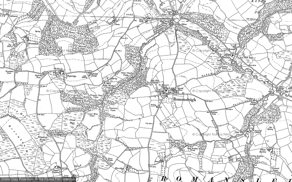 Old Map of Historic Map covering Odam Barton in 1887