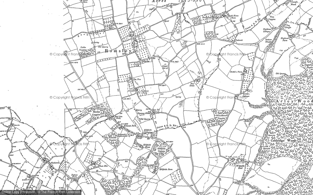 Old Map of Historic Map covering Bowhills Dingle in 1902