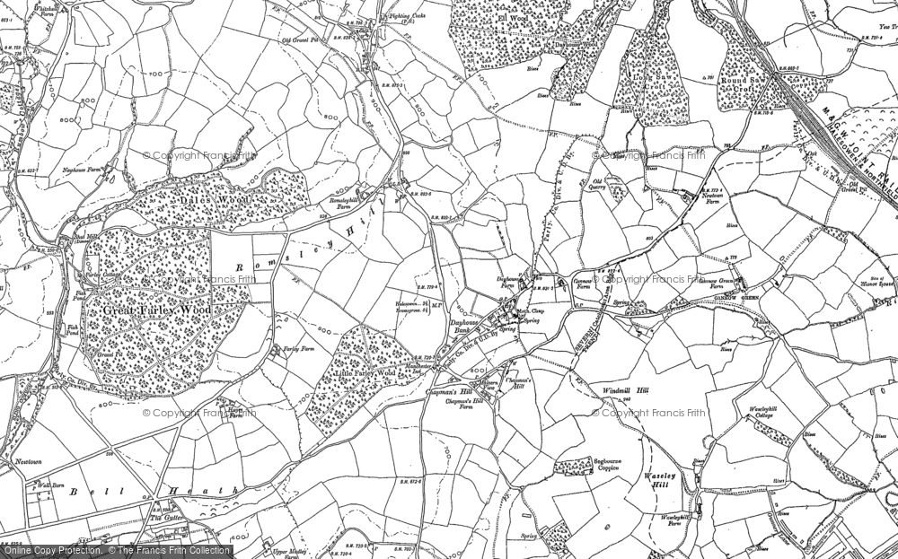 Old Map of Historic Map covering Bell Heath in 1882