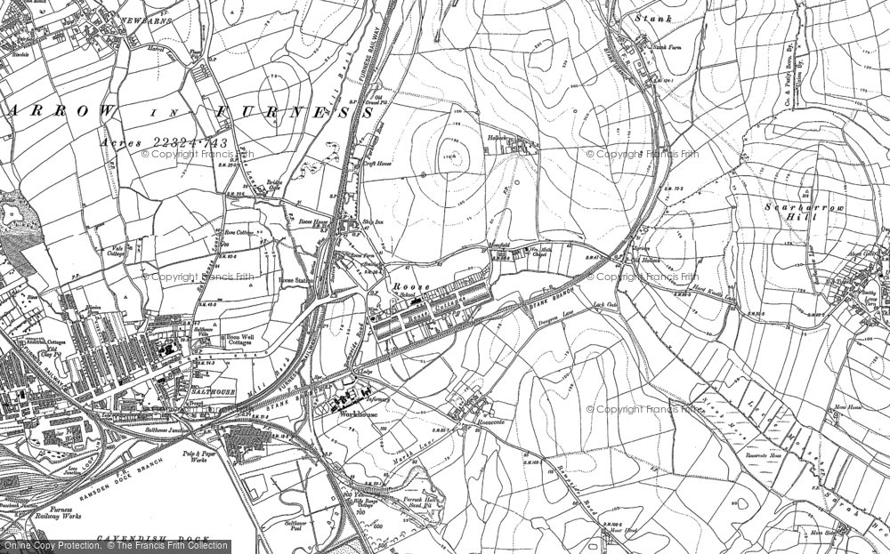 Old Map of Historic Map covering Roosecote in 1910