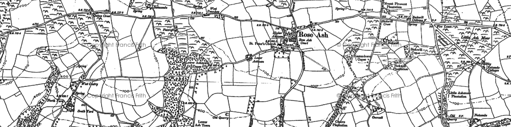 Old map of Rose Ash in 1887