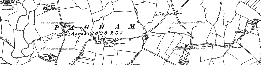 Old map of Rose Green in 1909