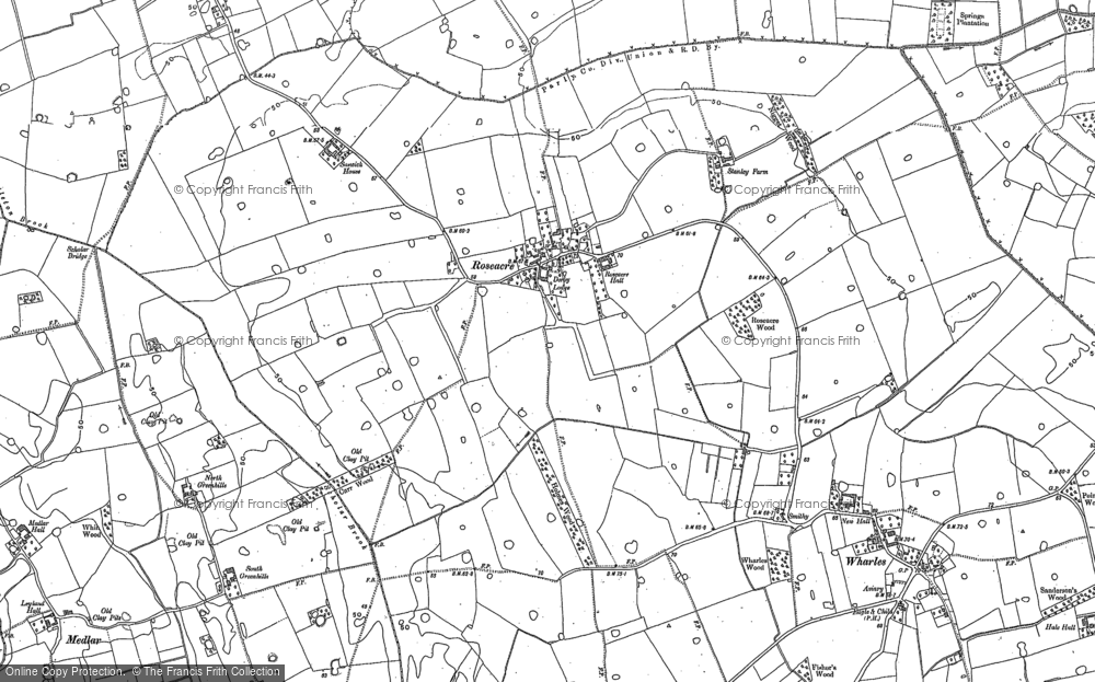 Old Map of Roseacre, 1892 in 1892