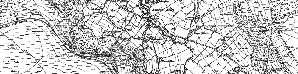 Old map of Rosedale Abbey in 1891