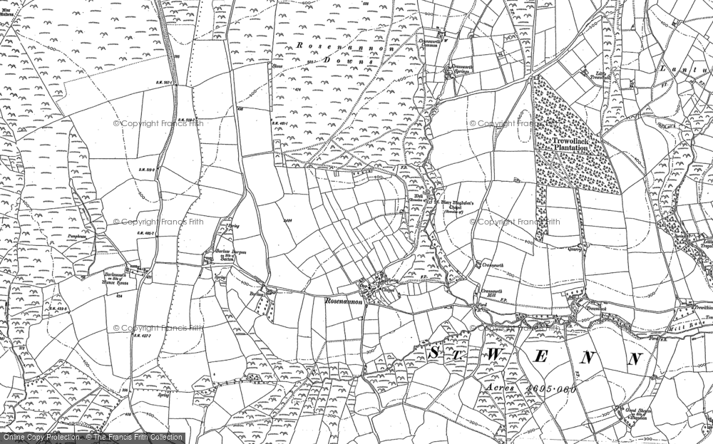Old Map of Historic Map covering Borlase in 1880