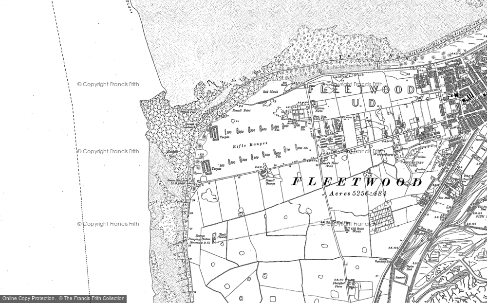 Old Map of Rossall Point, 1910 - 1930 in 1910