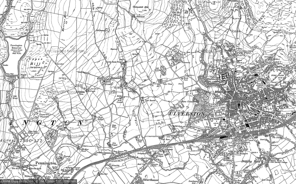 Old Map of Historic Map covering Bortree Stile in 1911