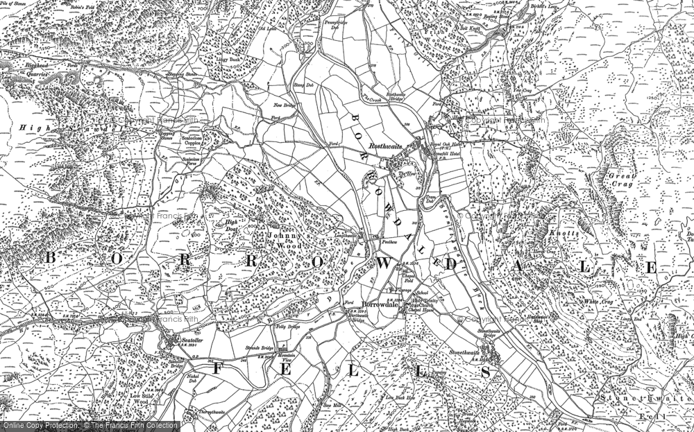 Old Map of Historic Map covering Borrowdale Fells in 1898