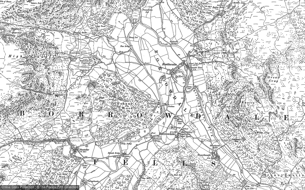 Old Map of Historic Map covering Cumbrian Mountains in 1898