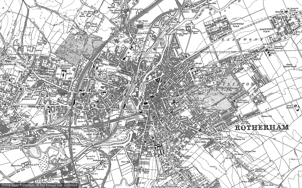 Old Map of Historic Map covering Rotherham in 1890