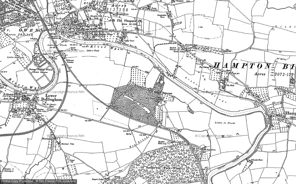 Old Map of Historic Map covering Hampton Park in 1885