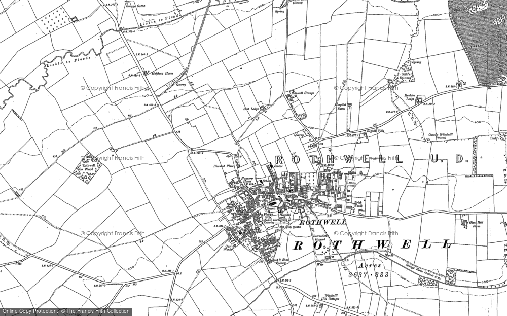 Old Map of Rothwell, 1884 in 1884