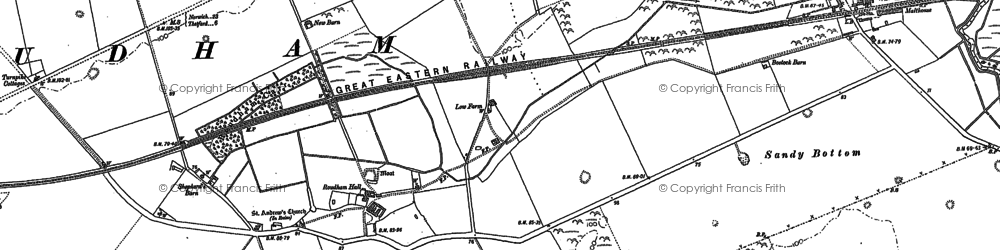 Old map of Roudham in 1882