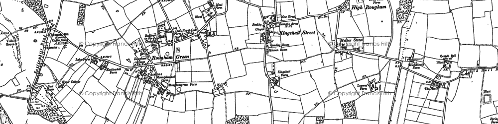 Old map of Rougham Green in 1883