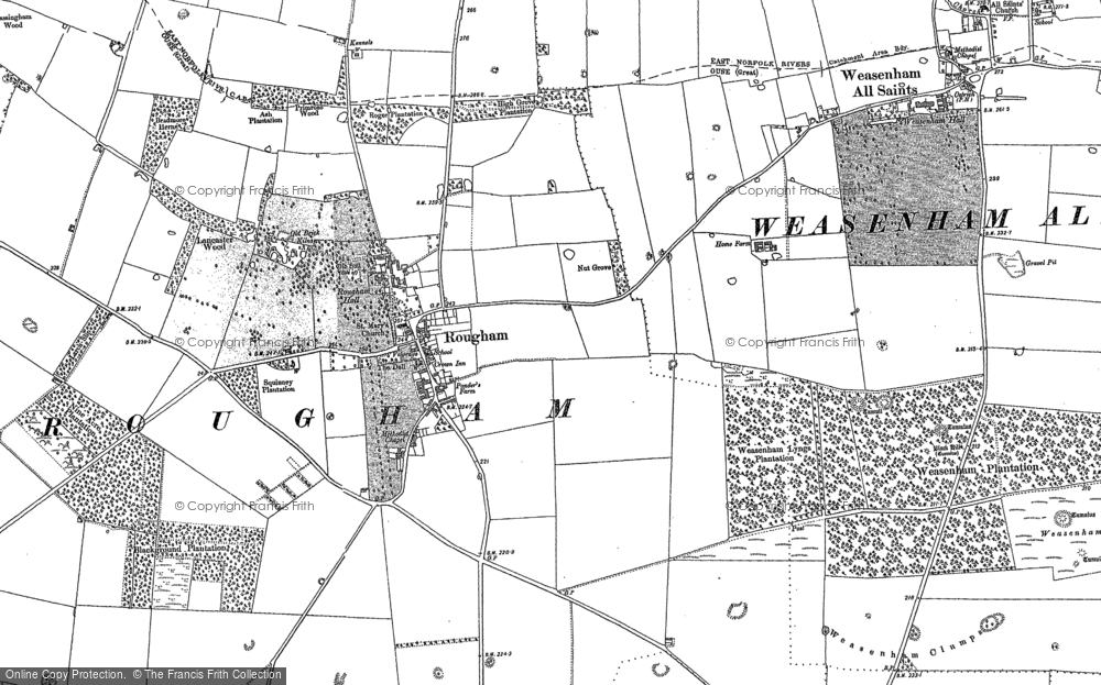Old Map of Rougham, 1884 in 1884