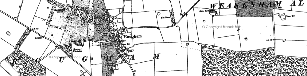 Old map of Rougham in 1884