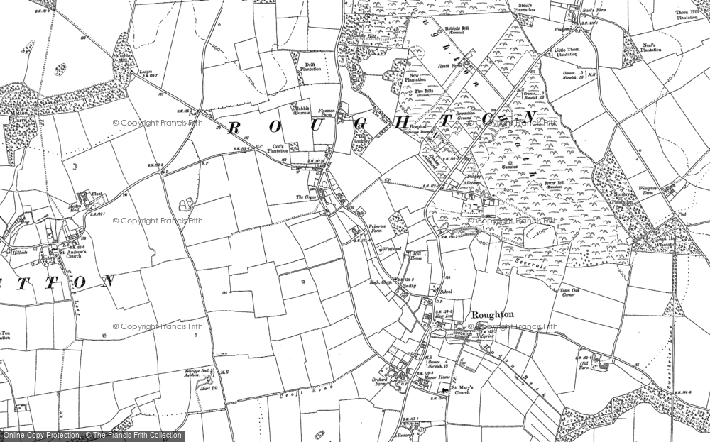 Old Map of Historic Map covering Roughton Heath in 1885