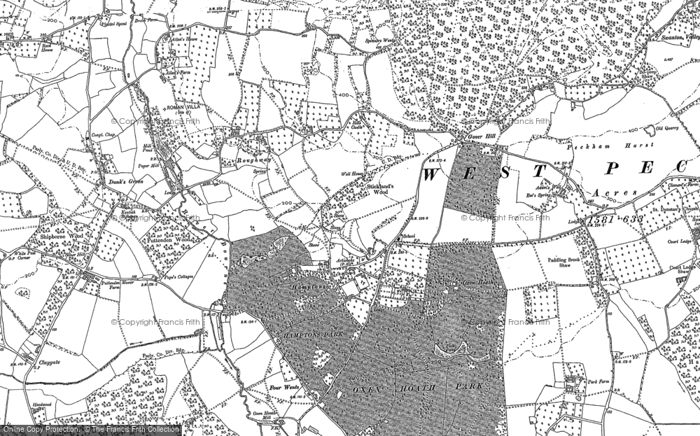 Old Map of Historic Map covering Hamptons in 1868