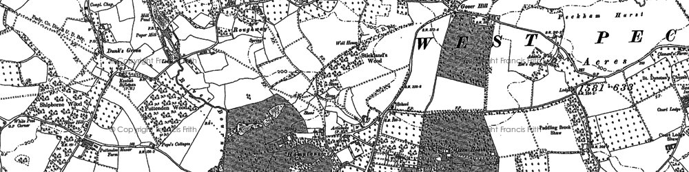 Old map of Roughway in 1868