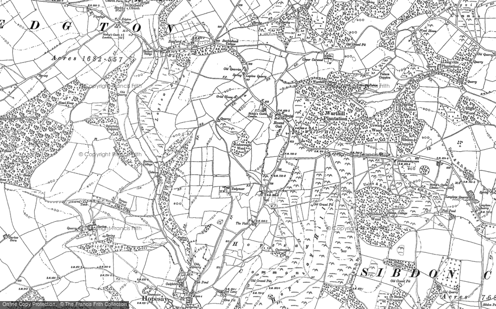 Old Map of Round Oak, 1883 in 1883