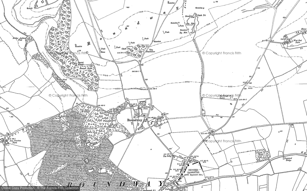 Old Map of Roundway, 1899 in 1899