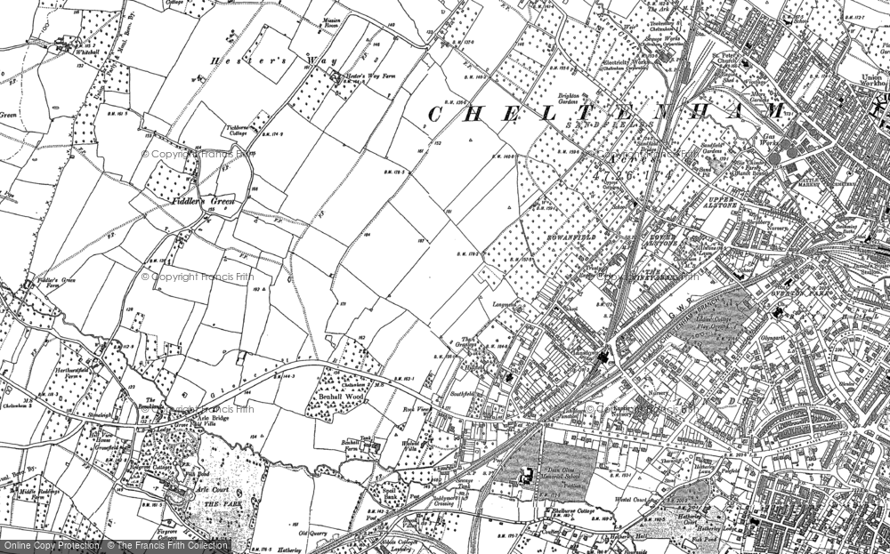 Old Map of Historic Map covering Hatherley in 1884