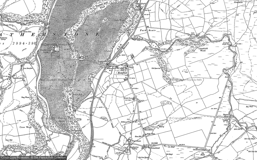 Old Map of Historic Map covering Lanehead in 1895