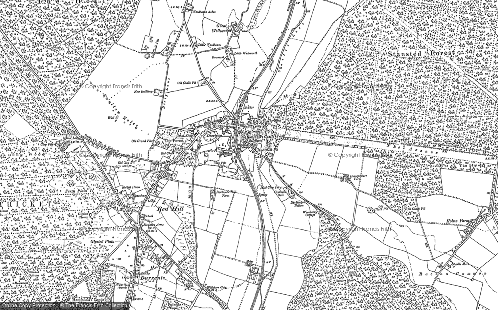 Old Map of Historic Map covering Red Hill in 1910
