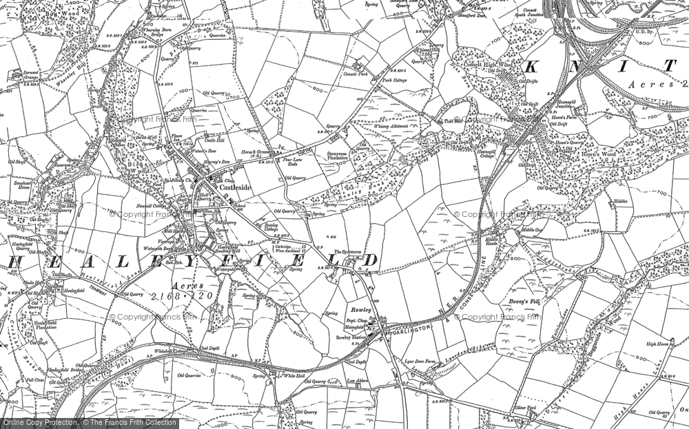 Old Map of Historic Map covering Whitehall Moss in 1895