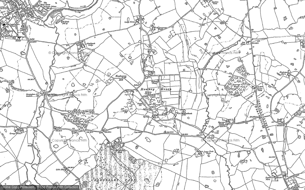 Old Map of Historic Map covering Bordesley Hall in 1883
