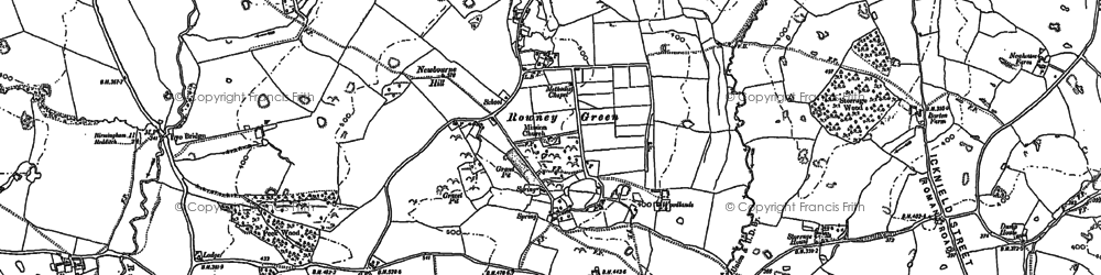 Old map of Rowney Green in 1883