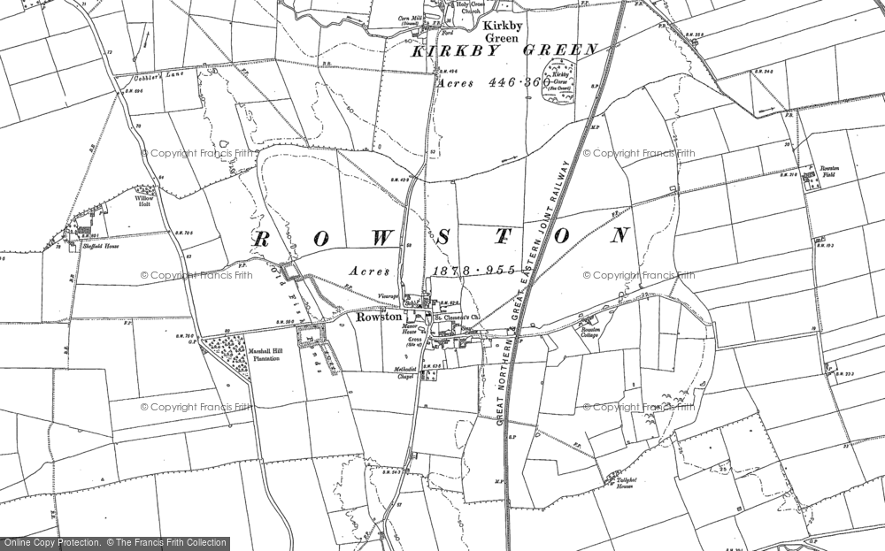 Old Map of Rowston, 1887 in 1887