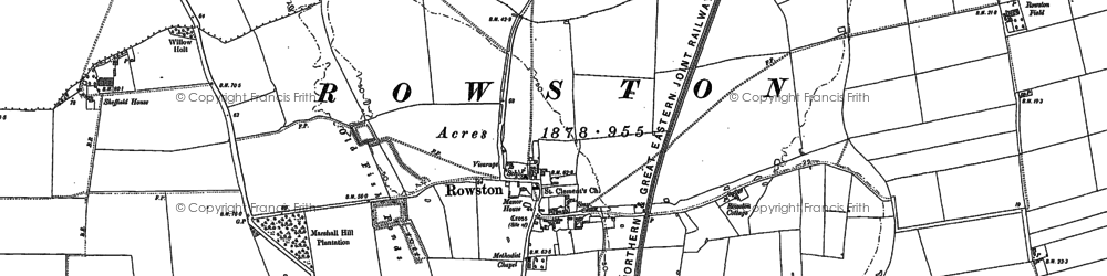 Old map of Rowston in 1887