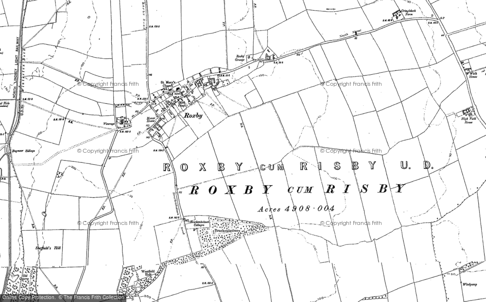 Old Map of Roxby, 1885 - 1906 in 1885