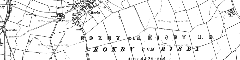 Old map of Roxby in 1885