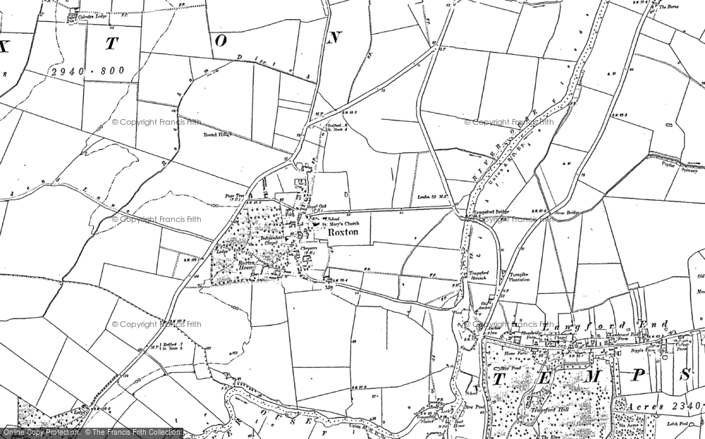 Old Map of Roxton, 1882 - 1900 in 1882