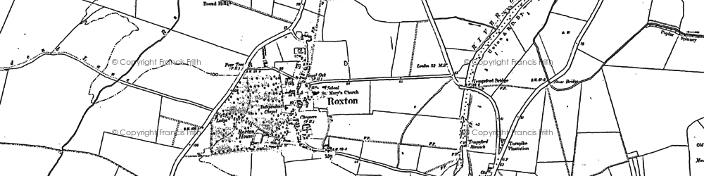 Old map of Roxton in 1882
