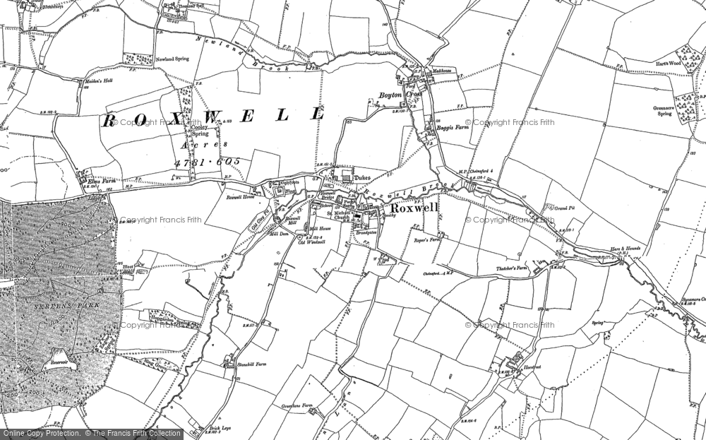 Old Map of Historic Map covering Boyton Hall in 1895