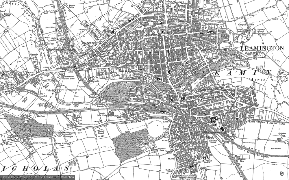 Historic Ordnance Survey Map Of Royal Leamington Spa 1886