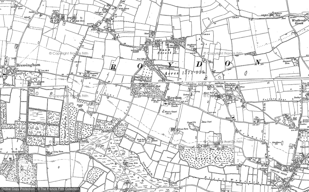Old Map of Roydon, 1883 - 1903 in 1883