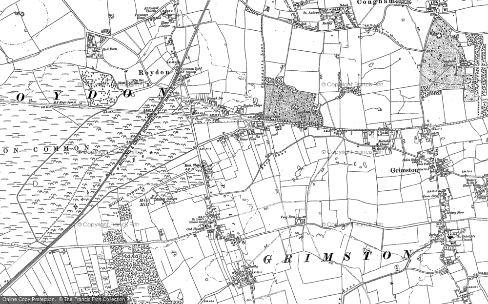 Old Map of Roydon, 1884 in 1884