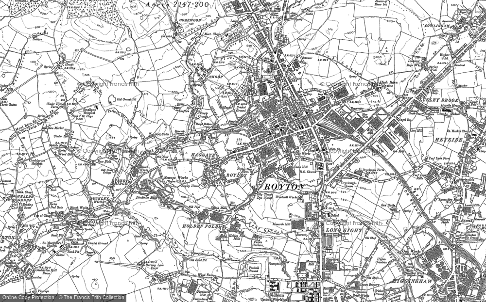 Old Map of Historic Map covering Holden Fold in 1891