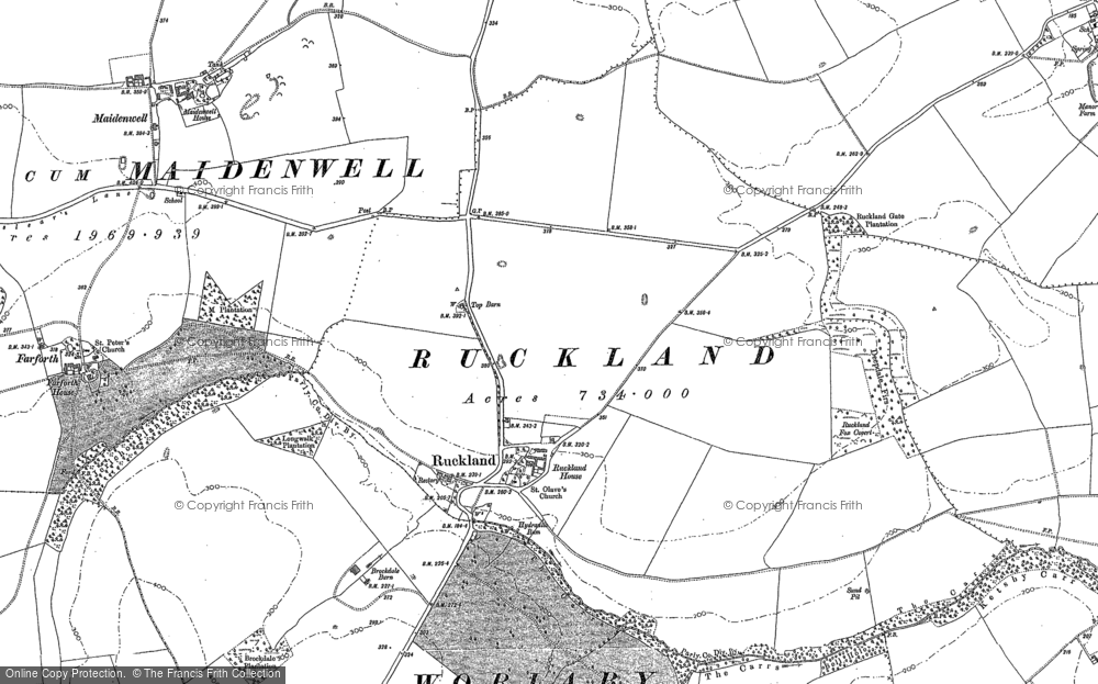 Old Map of Ruckland, 1888 in 1888