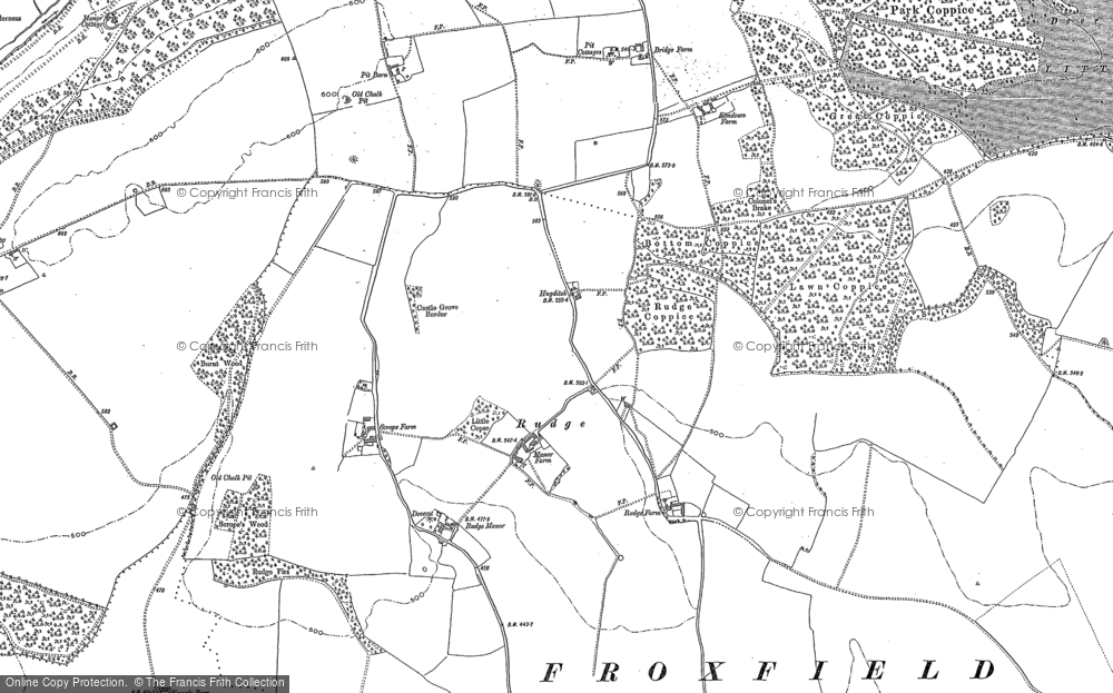 Old Map of Historic Map covering Lawn Coppice in 1899