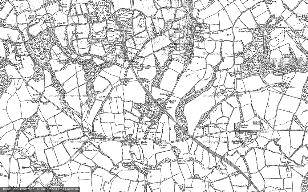 Old Map of Historic Map covering Baynards in 1896
